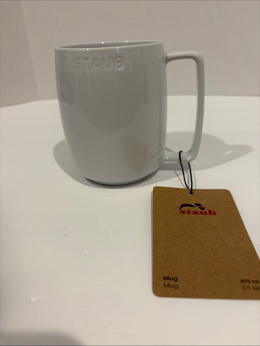 Staub White Ceramic Mug 16 oz brand new.